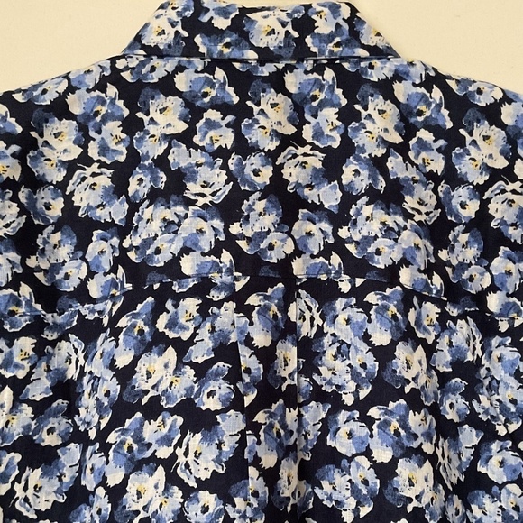 NWT POLO RALPH LAUREN BLUE MULTI FLORAL LINEN CUFFED DOLMAN SLEEVE BUTTON DOWN - Picture 8 of 15